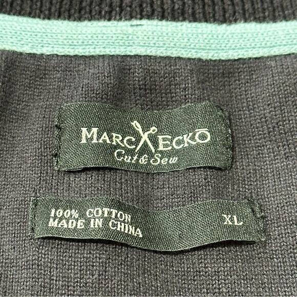 Marc Ecko XL Navy Blue Light Blue Diamond Pick Stitch Plaid Button Down Cardigan - Picture 6 of 8